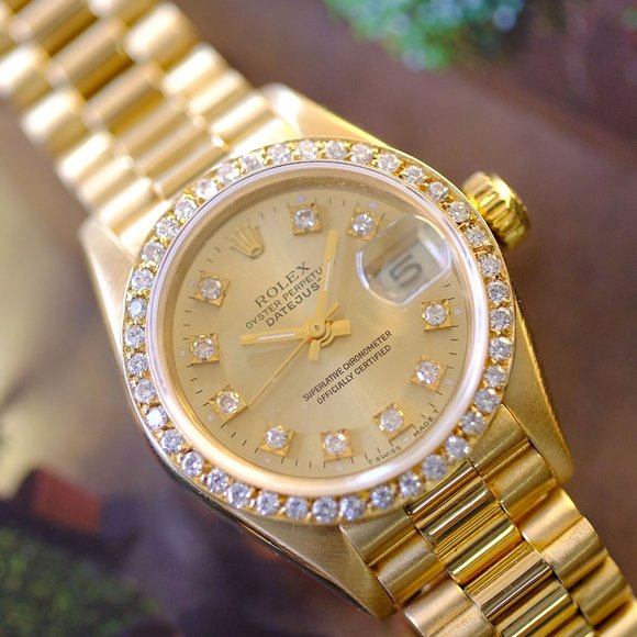 Rolex Datejust 18K Factory Diamond Dial 26mm Watch - Picture 6 of 8